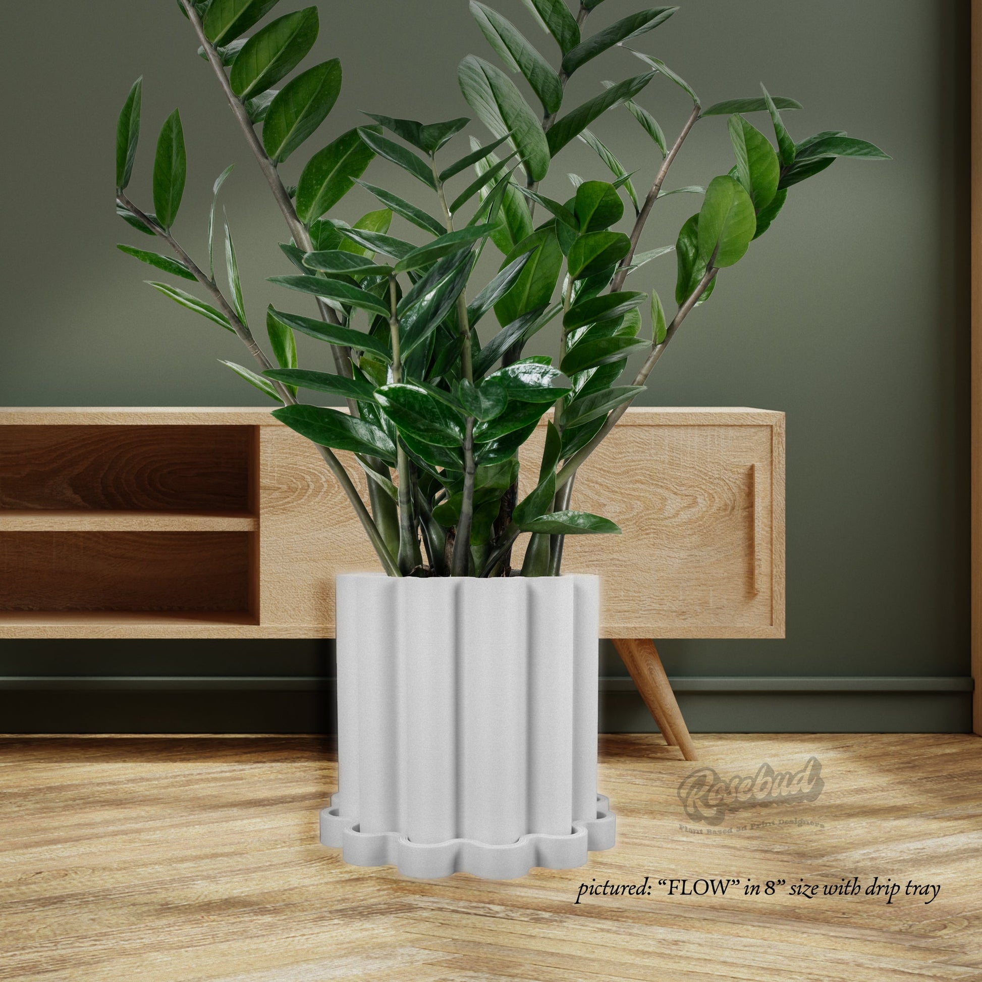 big pot for indoor plant Funky Plant Pot, Mid Century Modern Pots with Drainage and Saucer, Cache Planter Pot "FLOW" – Rosebud HomeGoods