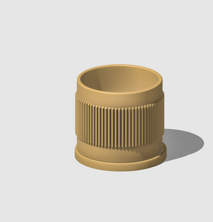 Mid-Century Ribbed Planter with Drainage and Saucer, 3D Printed Planter with Unique Modern Design, Lightweight Cottagecore Decor