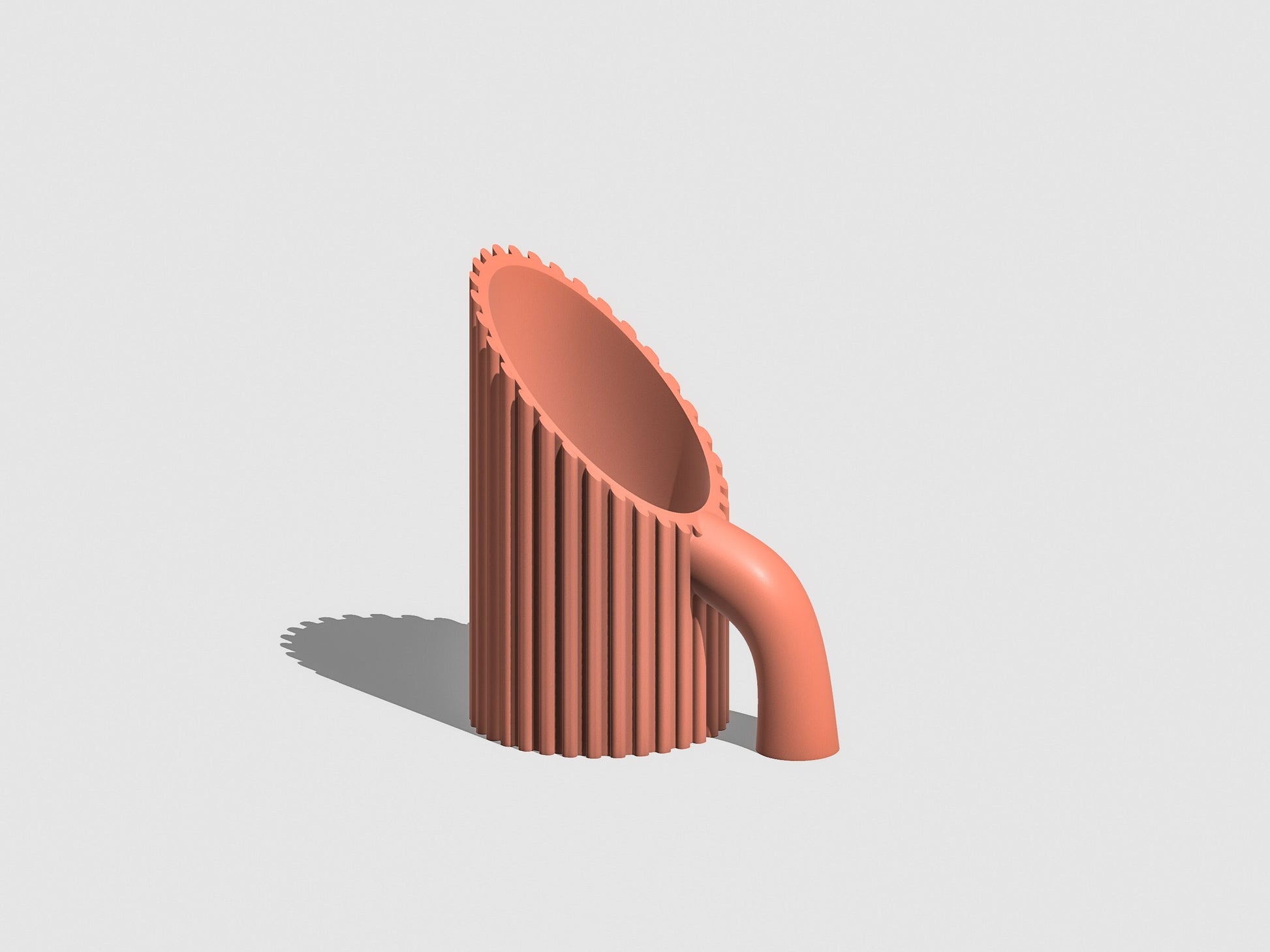 Soil scoop for planting with ribbed design in terracotta