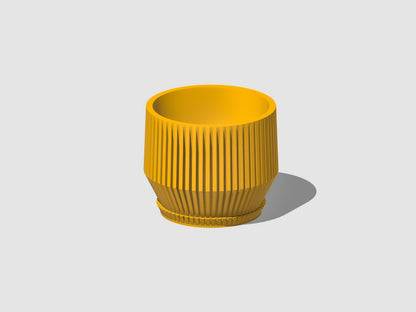 Unique Plant Pot with Drainage, 3D Printed Planter Pot Unique Modern Ribbed Design, Lightweight Skyline