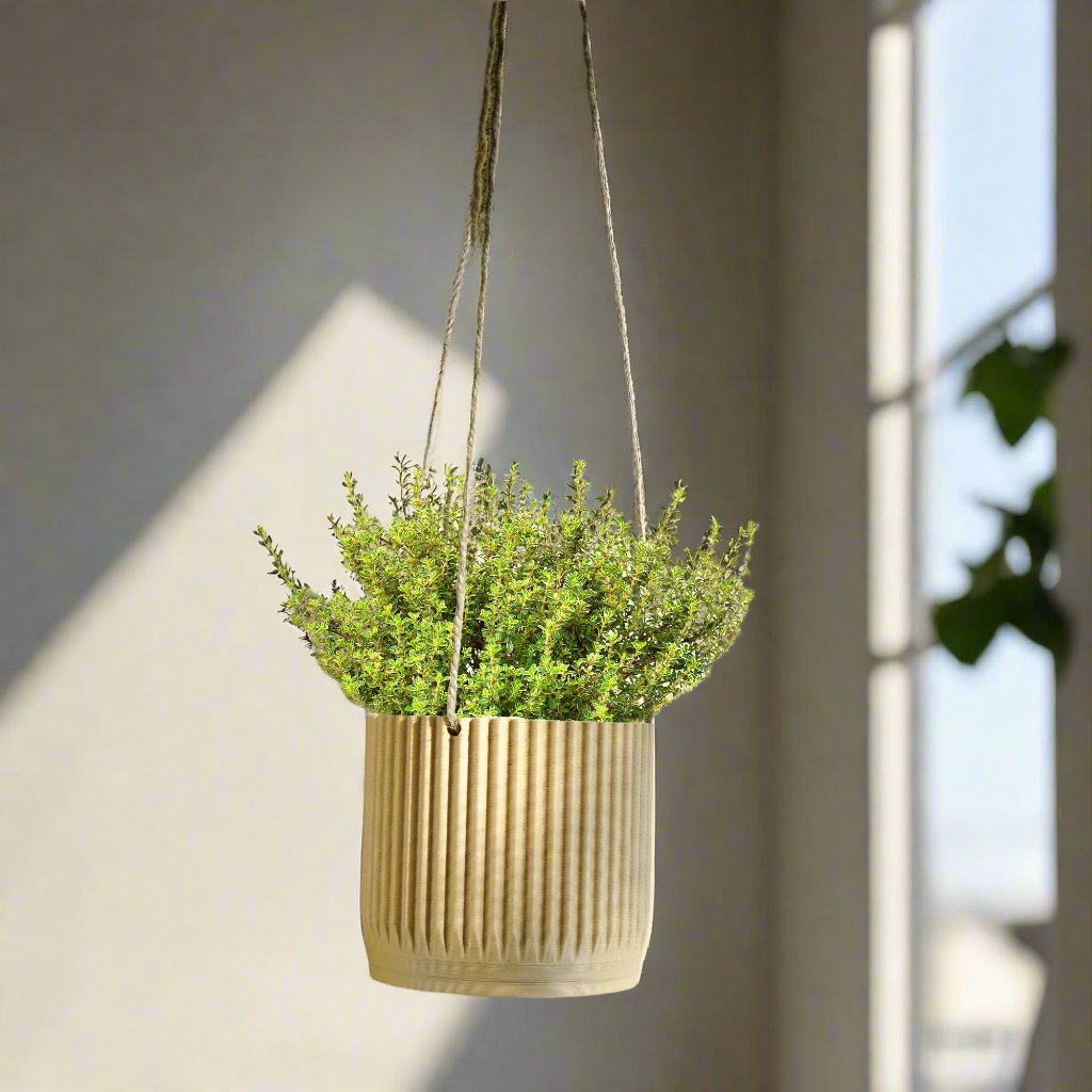 Mid Century Ribbed Hanging Plant Pots - Rosebud HomeGoods Black With Drainage 4” MODERN HOME GOOD