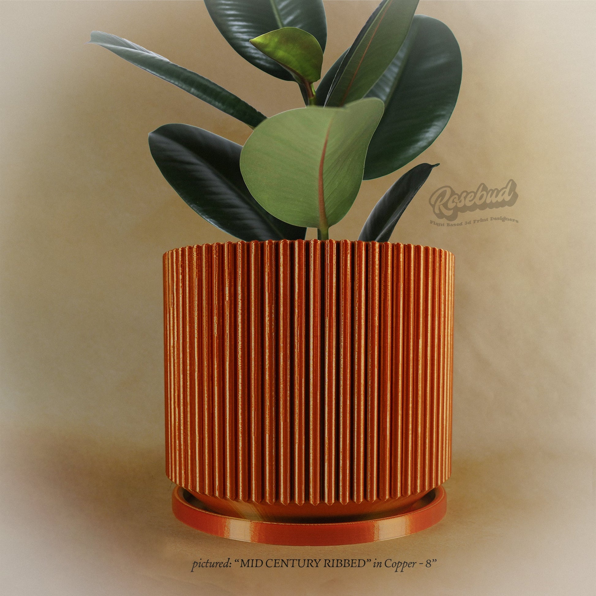 Mid-Century Ribbed Planter - Rosebud HomeGoods Copper 4 With Drip Tray MODERN HOME GOOD