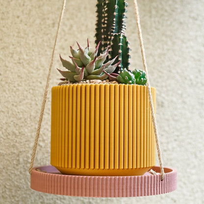 Mid-Century Ribbed Planter - Rosebud HomeGoods Black 4 With Drip Tray MODERN HOME GOOD