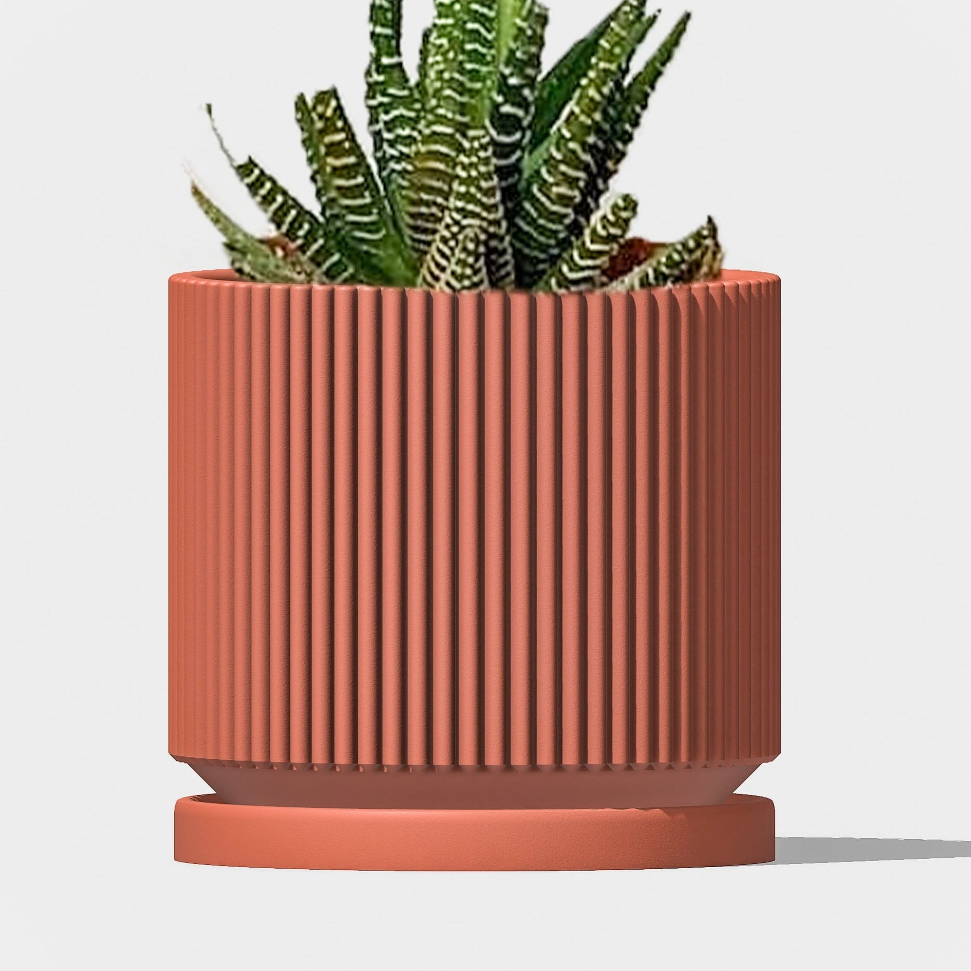 Mid-Century Ribbed Planter - Rosebud HomeGoods Terracotta 4 With Drip Tray MODERN HOME GOOD