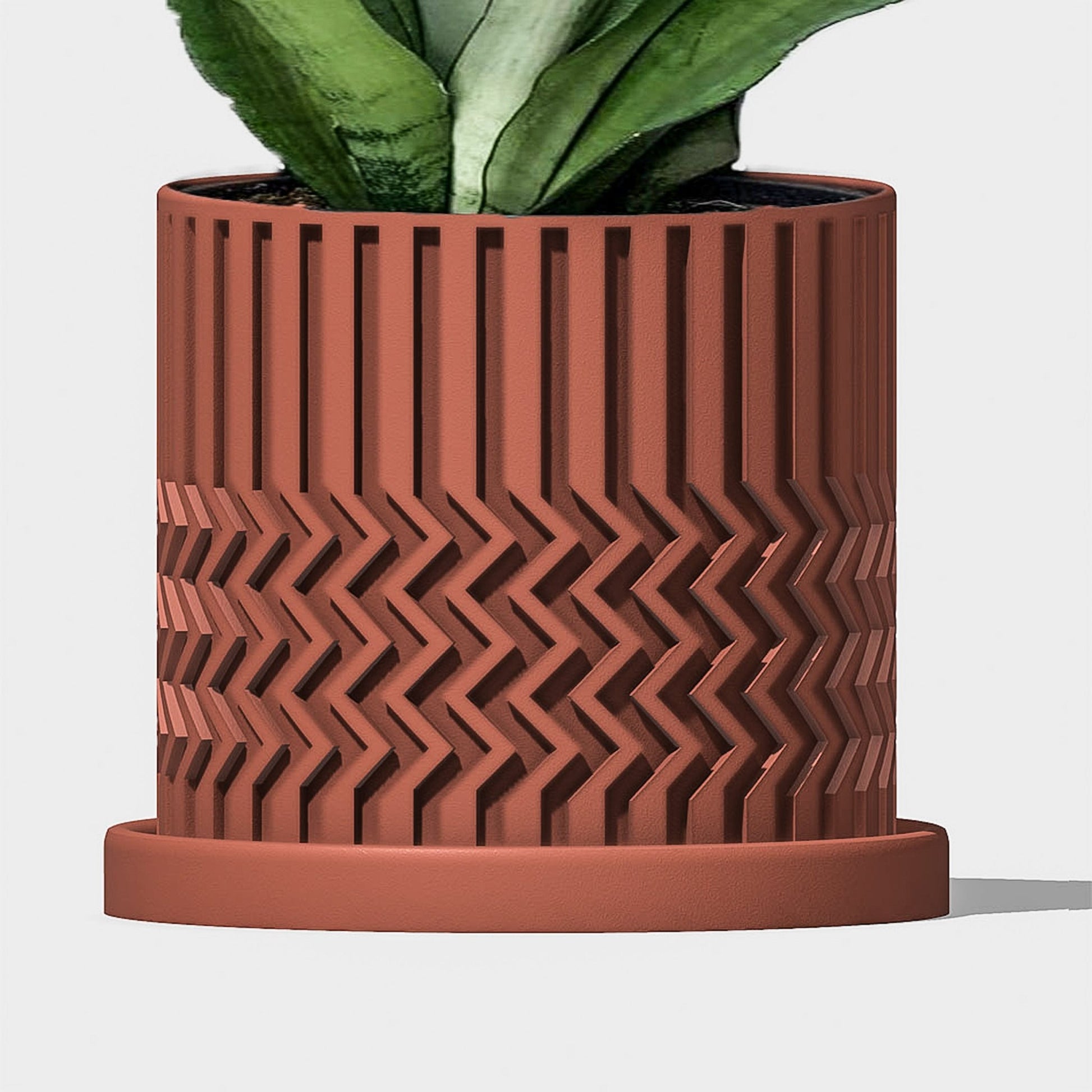 Minimalist Zig-Zag Planter - Rosebud HomeGoods Terracotta 4 With Drip Tray MODERN HOME GOOD