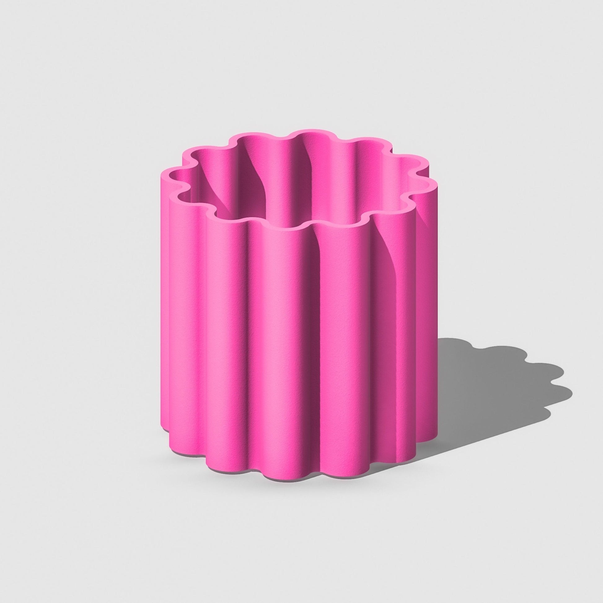 Pink Modern Funky Planter with drainage 'FLOW DESIGN' - Rosebud HomeGoods Pink 4 Inch - No Tray MODERN HOME GOOD