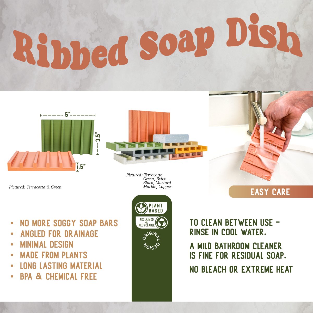 Ribbed Soap Dish - Rosebud HomeGoods Black MODERN HOME GOOD