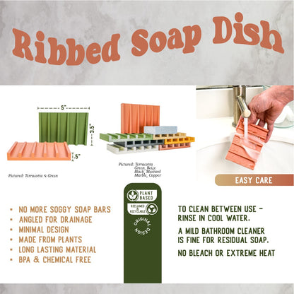 Ribbed Soap Dish - Rosebud HomeGoods Black MODERN HOME GOOD