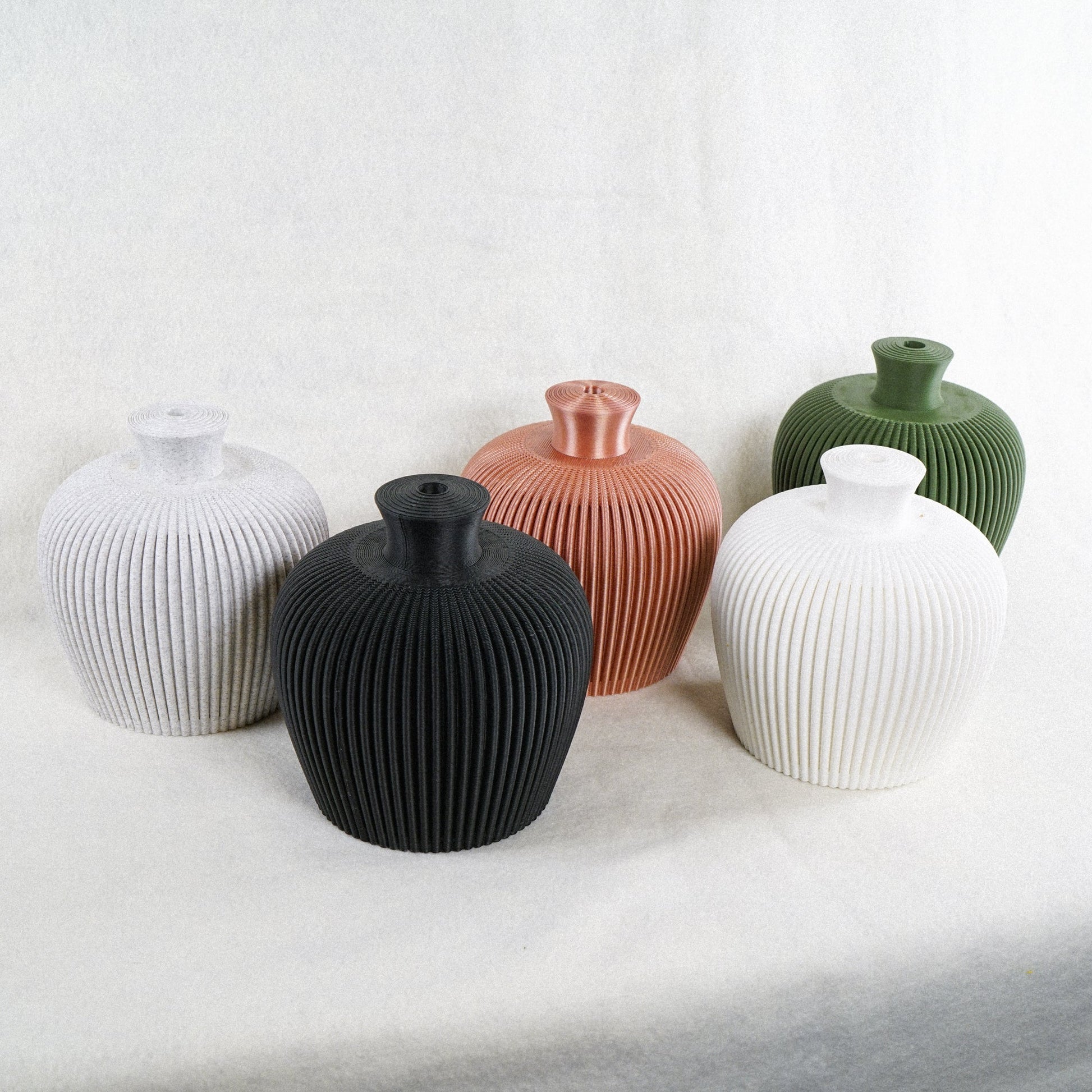 Ribbed Water Bell Thumb Pot - Rosebud HomeGoods NO Drip Tray Black MODERN HOME GOOD