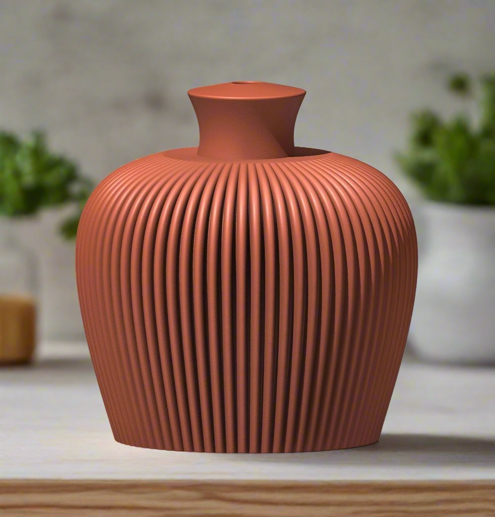 Ribbed Water Bell Thumb Pot - Rosebud HomeGoods NO Drip Tray Terracotta MODERN HOME GOOD