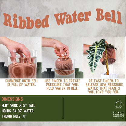 Ribbed Water Bell Thumb Pot - Rosebud HomeGoods NO Drip Tray Black MODERN HOME GOOD
