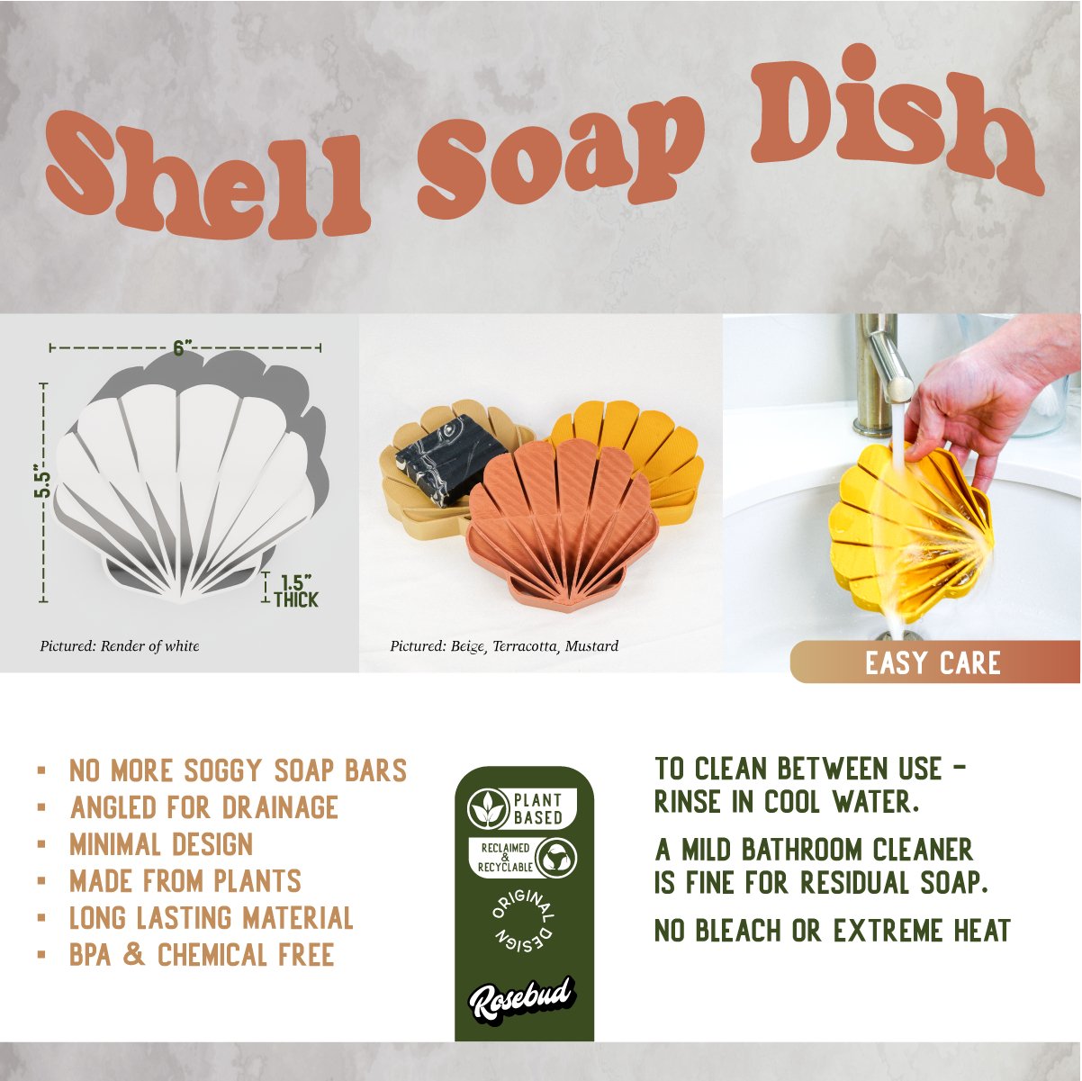 Seashell Soap Dish - Rosebud HomeGoods Black MODERN HOME GOOD