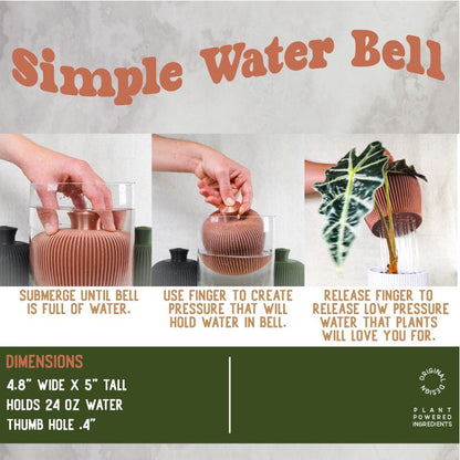 Simple Water Bell Thumb Pot - Rosebud HomeGoods NO Drip Tray Green MODERN HOME GOOD
