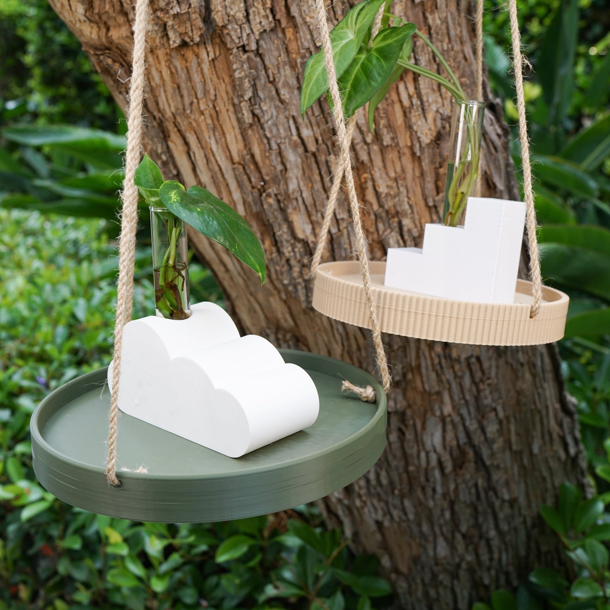 The Ribbed Hanging Plant Tray – Multiple Sizes Colors, Stylish