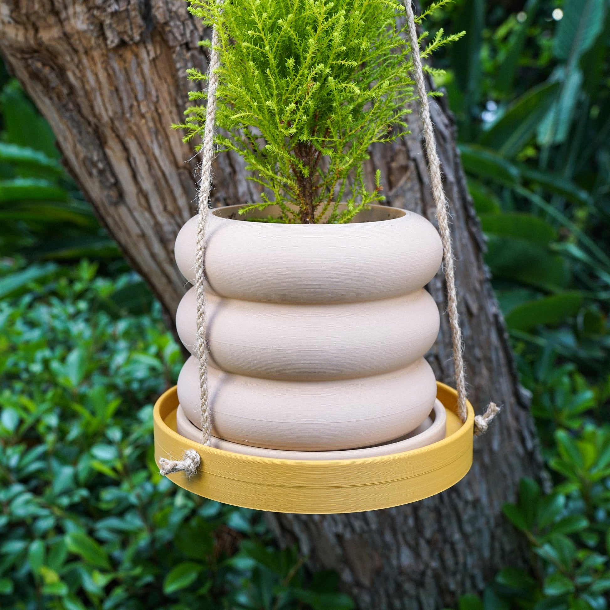 hanging bamboo planter pots The Ribbed Hanging Plant Tray – Multiple Sizes & Colors, Stylish Plant Display, Eco-Friendly, Durable Hanging Planters