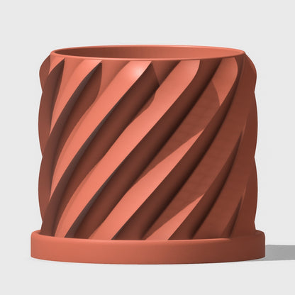 Thicc Spiral Pot - Rosebud HomeGoods 4 Terracotta Without Drip Tray MODERN HOME GOOD