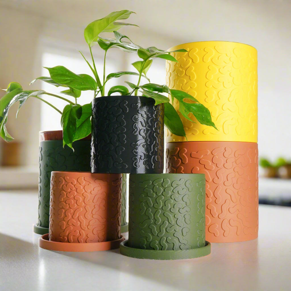 Tiny Squiggle Planter - Rosebud HomeGoods 4 Green Without Drip Tray MODERN HOME GOOD