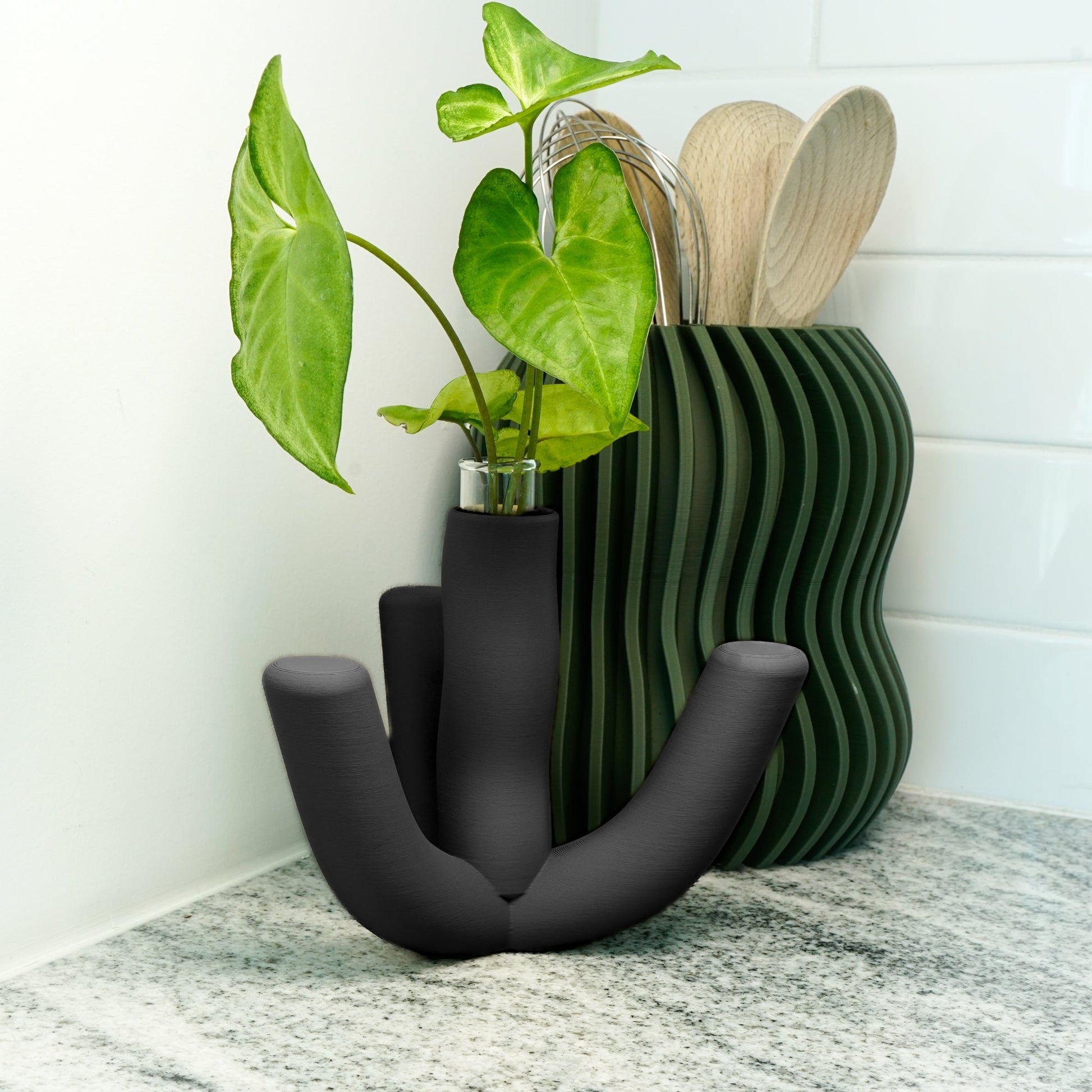 Unique Decorative Object Propagation Station, 3D Printed Bookshelf Decor, Modern Coffee Table Centerpiece, Maximalist Coquette Decor - Rosebud HomeGoods Black MODERN HOME GOOD