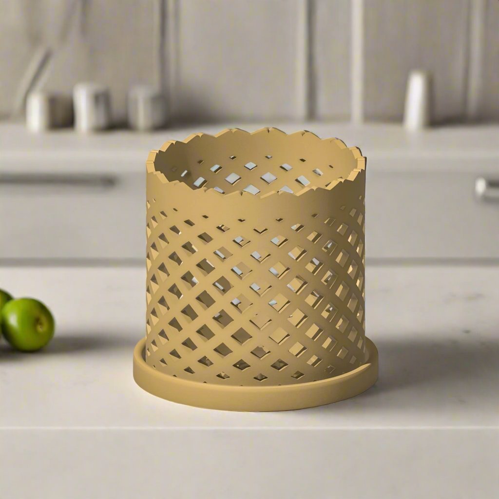 Unique Orchid Pot, Plant Pot with Drainage and Saucer, 3D Printed Planter, Use Leca & Aroid Mixes, Matte Beige, Lightweight, Philodendron "Roma” - Rosebud HomeGoods Beige 4 inch Without Drip Tray MODERN HOME GOOD