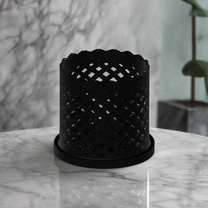 Unique Orchid Pot, Plant Pot with Drainage and Saucer, 3D Printed Planter, Use Leca & Aroid Mixes, Matte Beige, Lightweight, Philodendron "Roma” - Rosebud HomeGoods Black 4 inch Without Drip Tray MODERN HOME GOOD