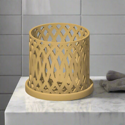 Unique Orchid Pot, Plant Pot with Drainage and Saucer, 3D Printed Planter, Use Leca & Aroid Mixes, Matte Beige, Lightweight, Philodendron "Veritas" - Rosebud HomeGoods Beige 4 inch Without Drip Tray MODERN HOME GOOD