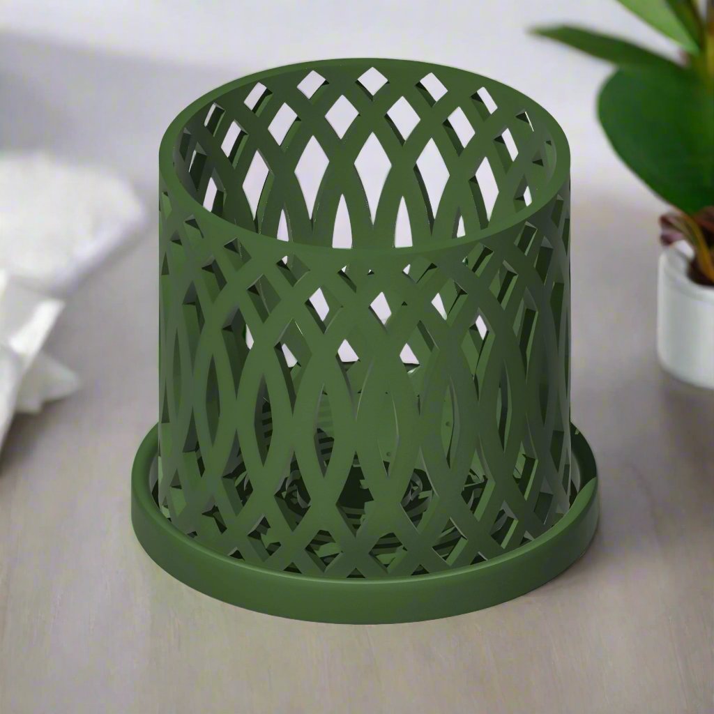 Unique Orchid Pot, Plant Pot with Drainage and Saucer, 3D Printed Planter, Use Leca & Aroid Mixes, Matte Beige, Lightweight, Philodendron "Veritas" - Rosebud HomeGoods Green 4 inch Without Drip Tray MODERN HOME GOOD