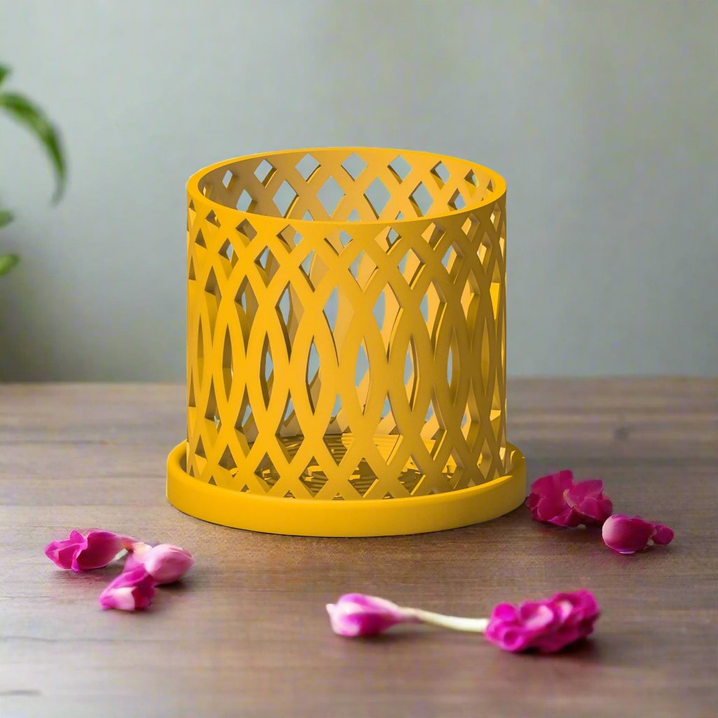 Unique Orchid Pot, Plant Pot with Drainage and Saucer, 3D Printed Planter, Use Leca & Aroid Mixes, Matte Beige, Lightweight, Philodendron "Veritas" - Rosebud HomeGoods Mustard 4 inch Without Drip Tray MODERN HOME GOOD